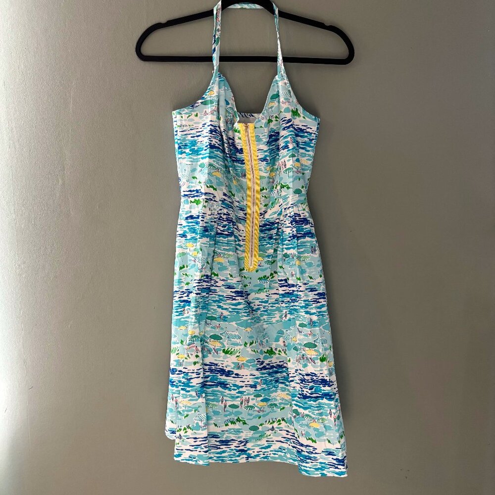 Lilly Pulitzer Alexi Resort White High Tide Toile Zipper Dress
